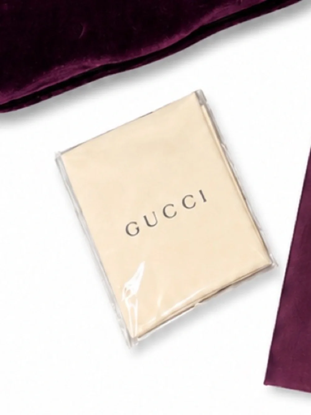 Gucci Purple Velvet Eyeglass Case Dust Bag & Lens Cloth Set NEW